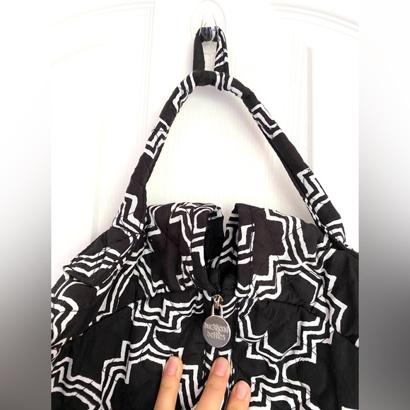 BUCKHEAD BETTIES Full Length Quilted Travel Garment Bag Black White Geometric - Picture 3 of 14